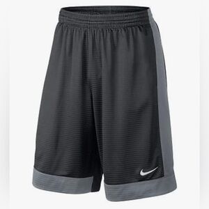 NIKE MENS FAST BREAK BLACK WITH GRAY STRIPE BASKETBALL SHORTS SIZE MEDIUM